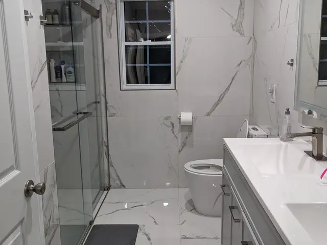 Marble-Look Hall Bathroom