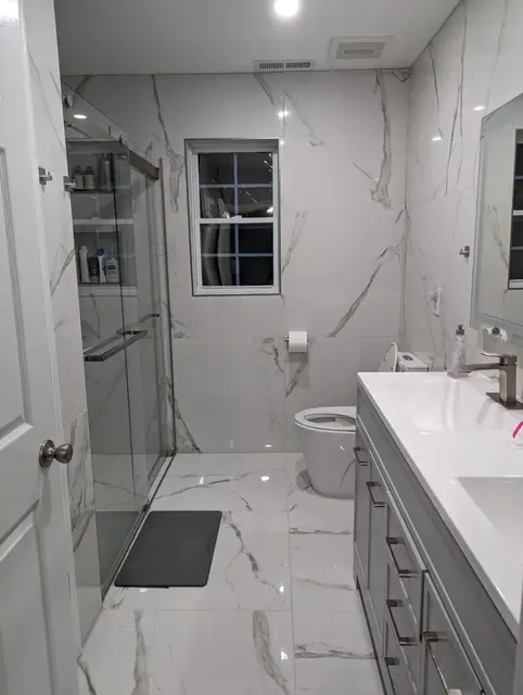 Marble-Look Hall Bathroom — 7 of 10