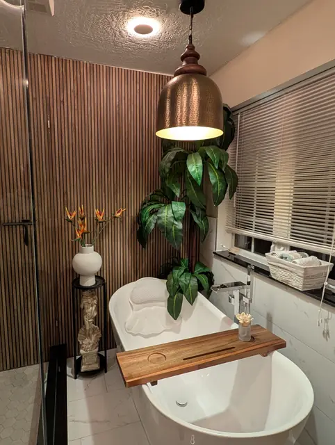 Wood-Slat Spa Bathroom — 4 of 8